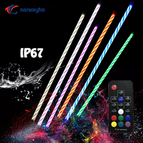 Látigos iluminados con LED de color RGB envueltos NWH-WRGB, individuales y en pareja